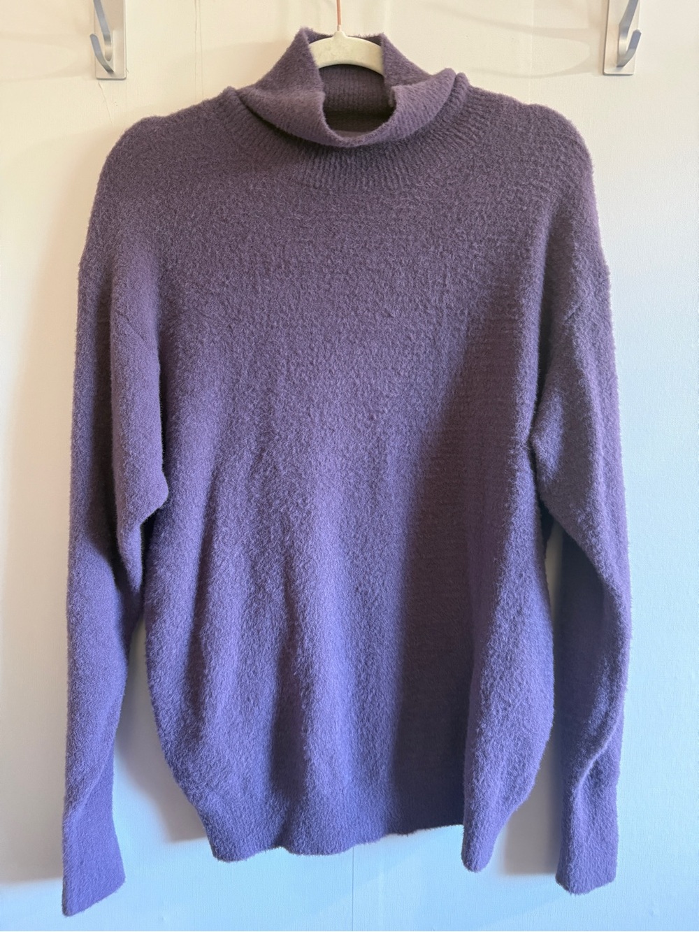 Wilfred Free 2XS Purple Fuzzy Turtleneck Sweater Super Soft Plush Knit Oversized